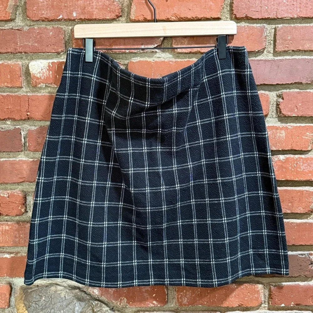 J.Jill womens Ponte Knit Black and White mini Pencil Skirt size XL schoolgirl